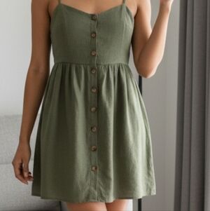 Hayden Olive Button-Front Mini Dress